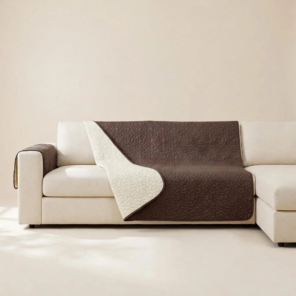 Chocolate brown waterproof non-slip pet furniture cover, 68 by 82 inches