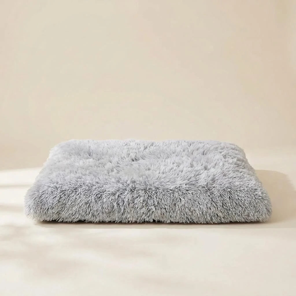 Large plush foldable pet mat bed with non-slip base, 37 by 25 inches