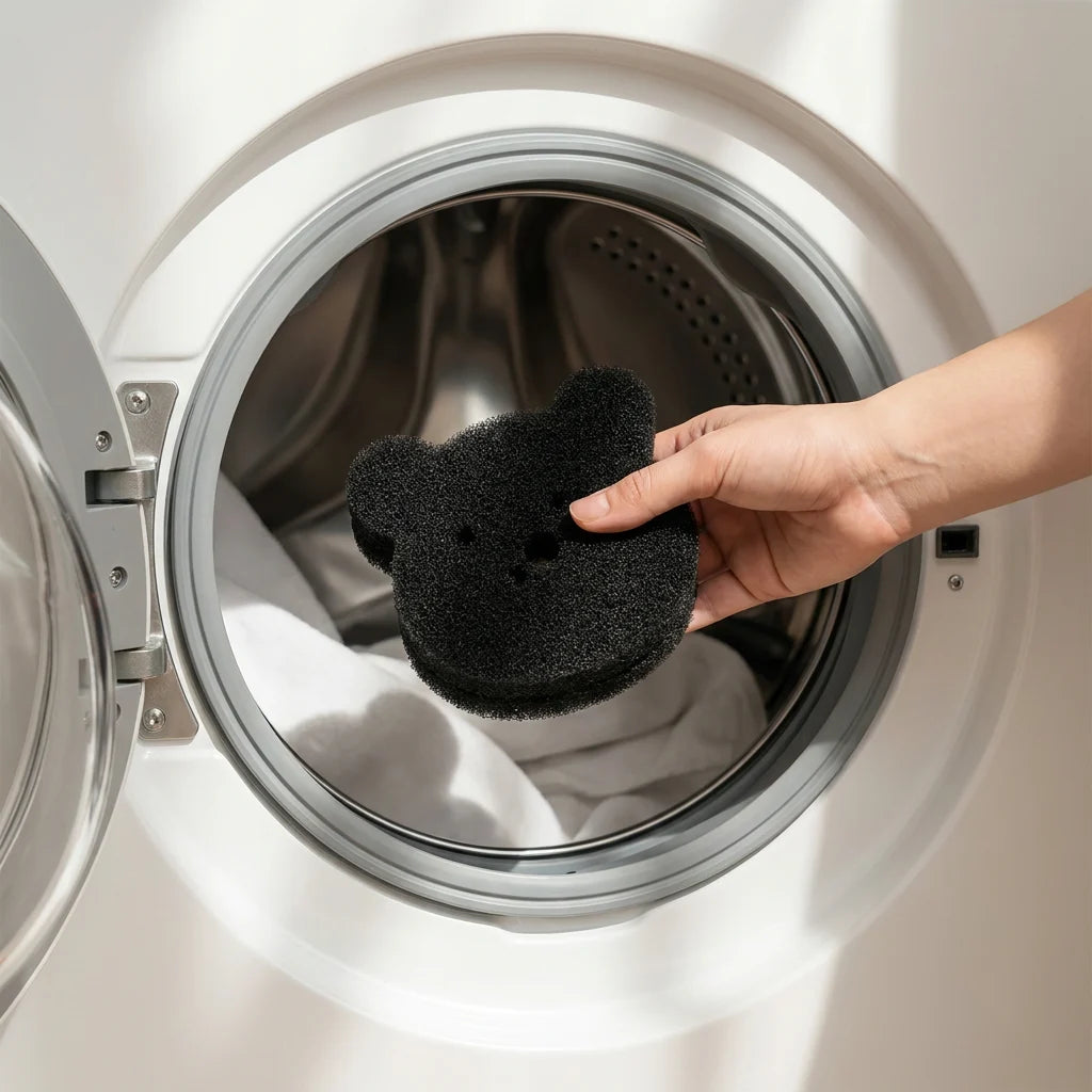 Set of four reusable laundry pet hair catchers for washing machine and dryer