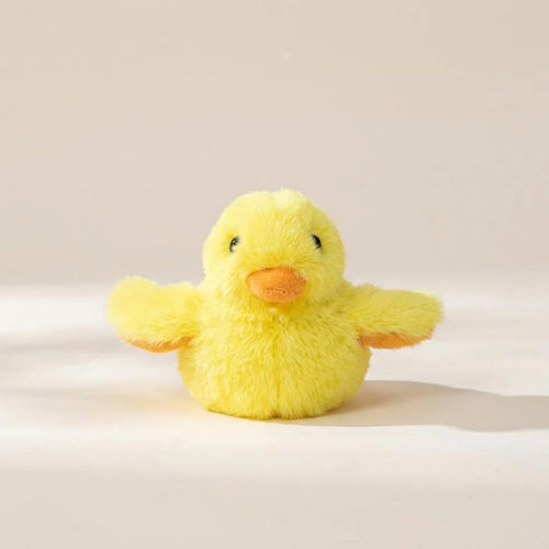 Yellow plush automatic flapping duck cat toy with USB-C charging